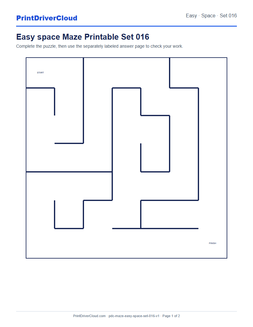 Preview of Easy space Maze Printable Set 016