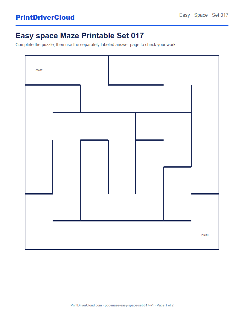 Preview of Easy space Maze Printable Set 017