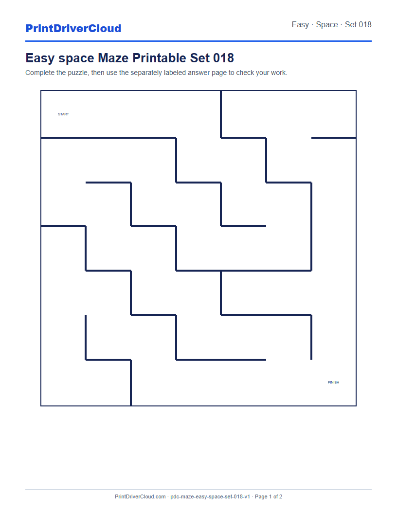 Preview of Easy space Maze Printable Set 018