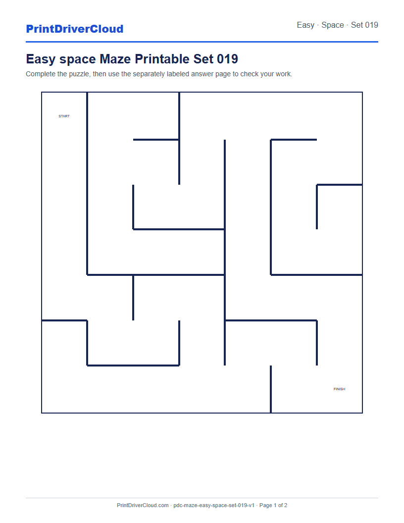Preview of Easy space Maze Printable Set 019