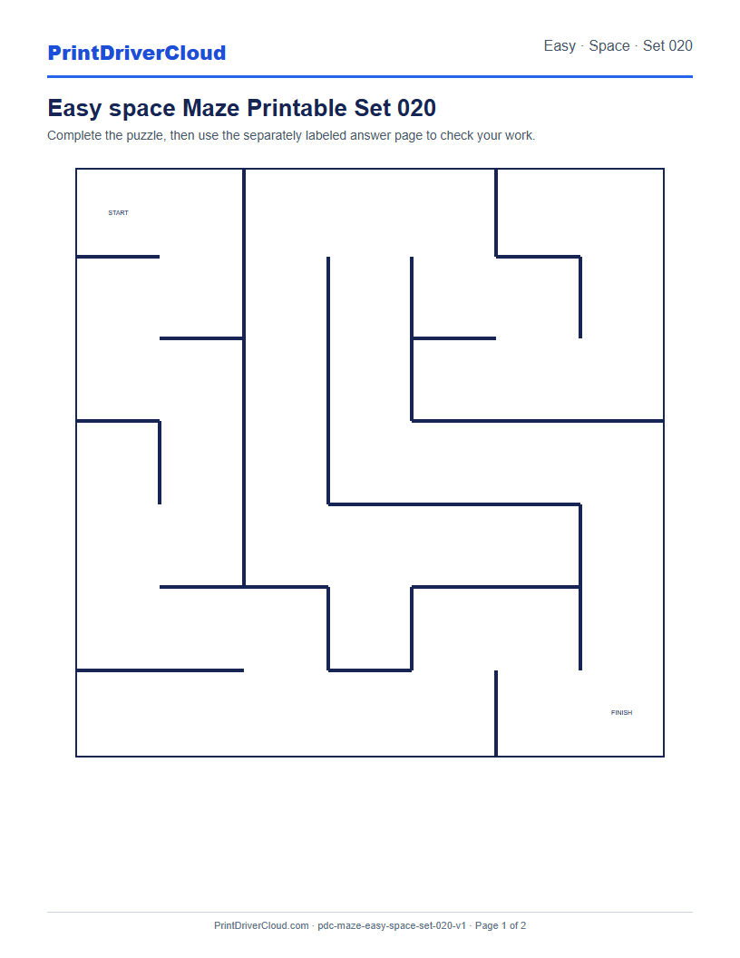 Preview of Easy space Maze Printable Set 020