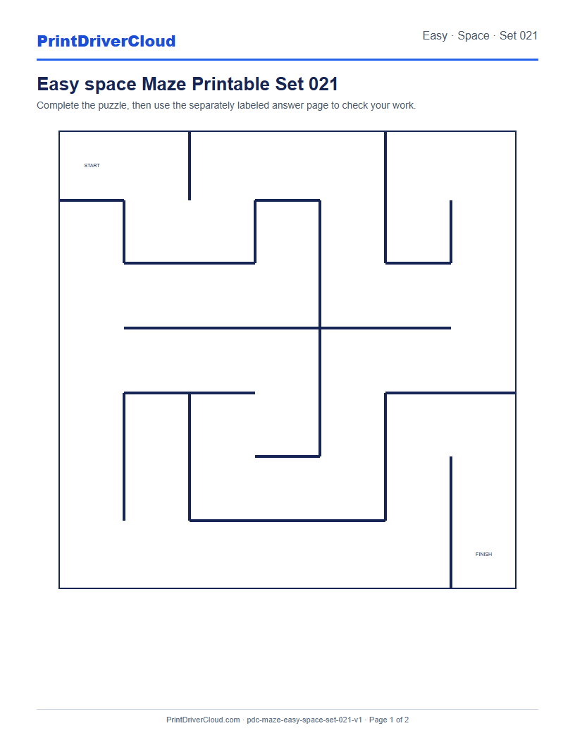 Preview of Easy space Maze Printable Set 021