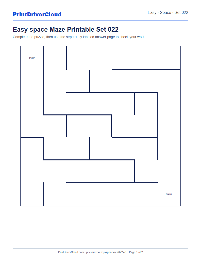 Preview of Easy space Maze Printable Set 022