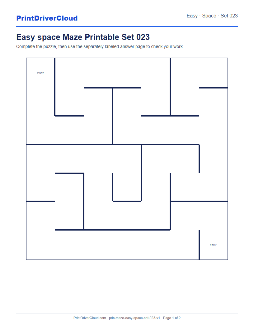 Preview of Easy space Maze Printable Set 023