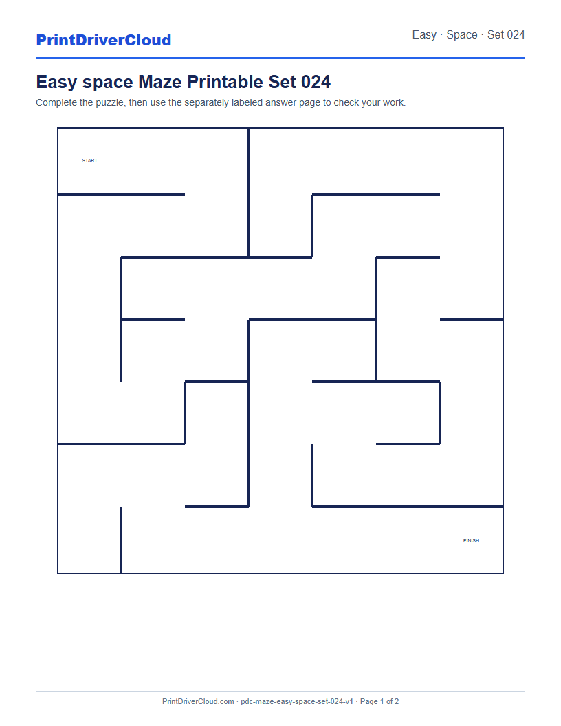 Preview of Easy space Maze Printable Set 024