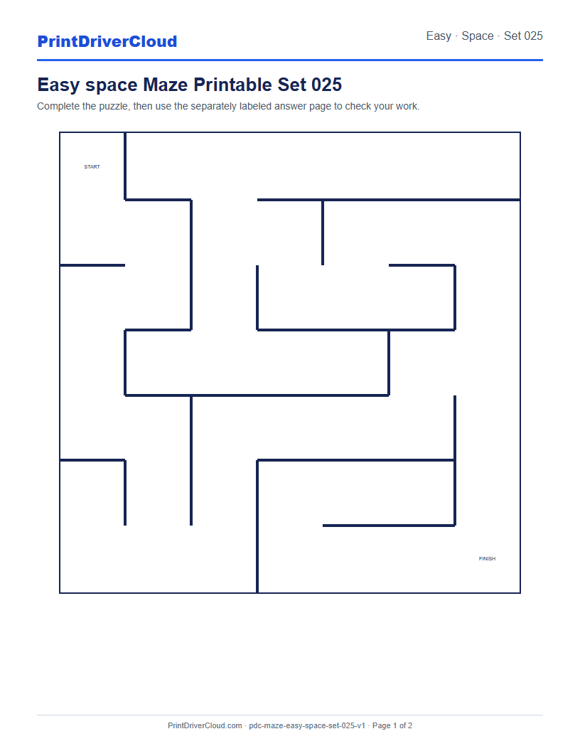 Preview of Easy space Maze Printable Set 025