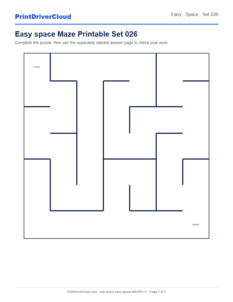 Preview of Easy space Maze Printable Set 026