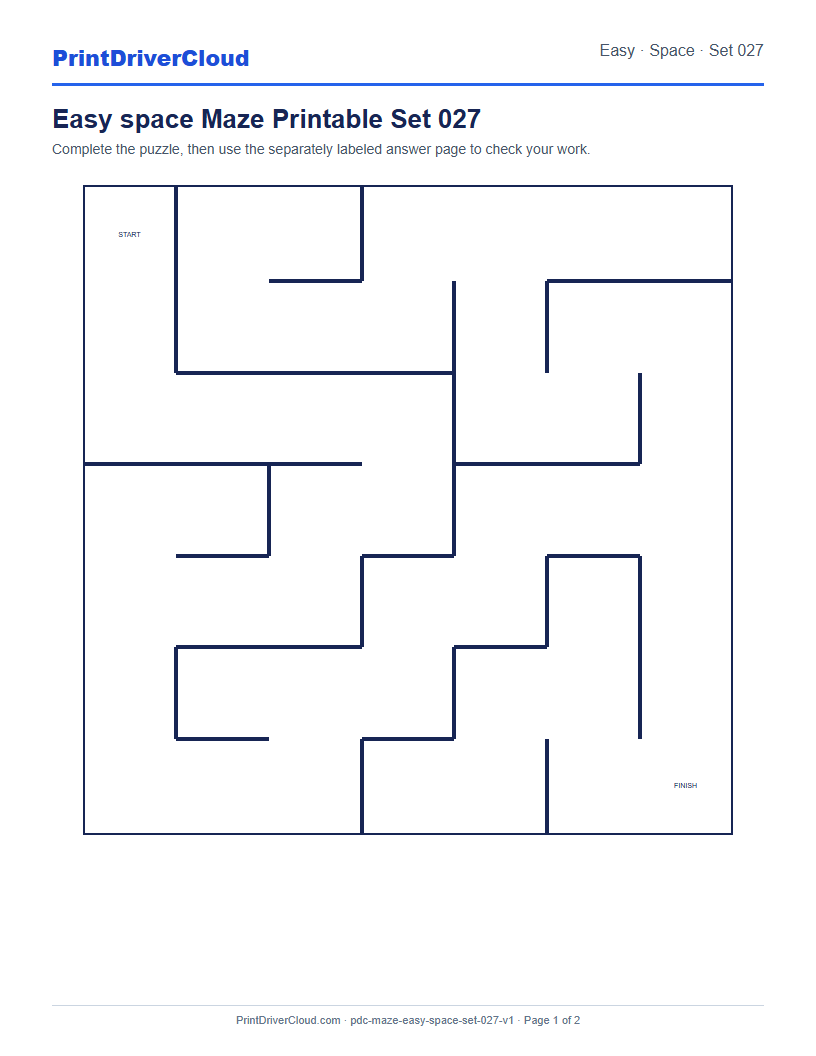 Preview of Easy space Maze Printable Set 027