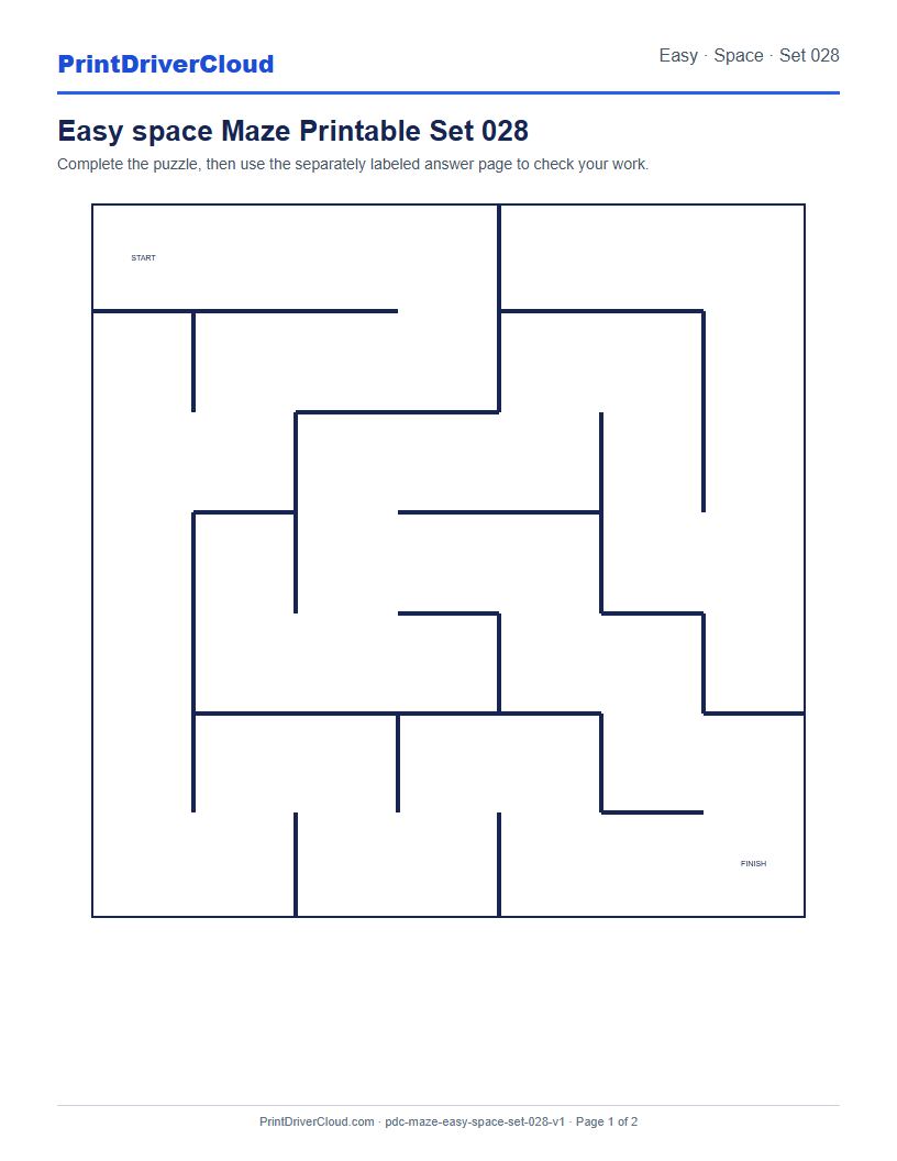 Preview of Easy space Maze Printable Set 028