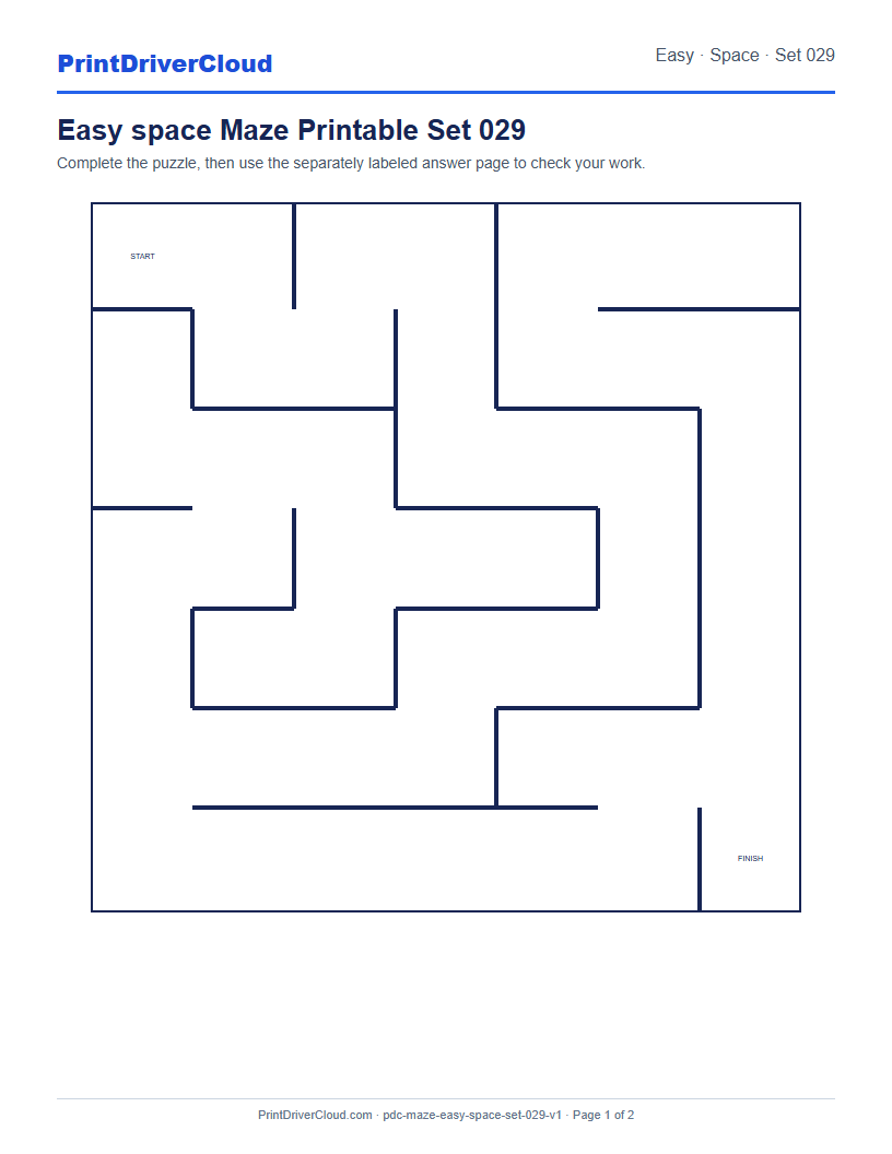 Preview of Easy space Maze Printable Set 029