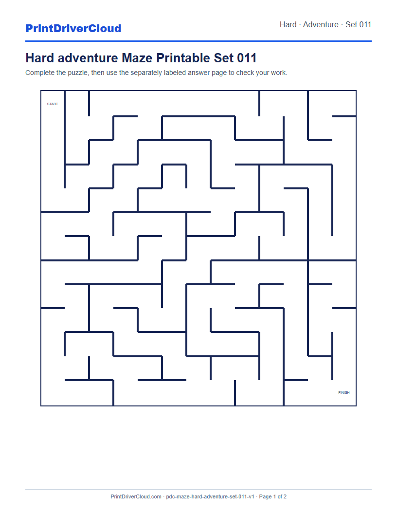 Preview of Hard adventure Maze Printable Set 011