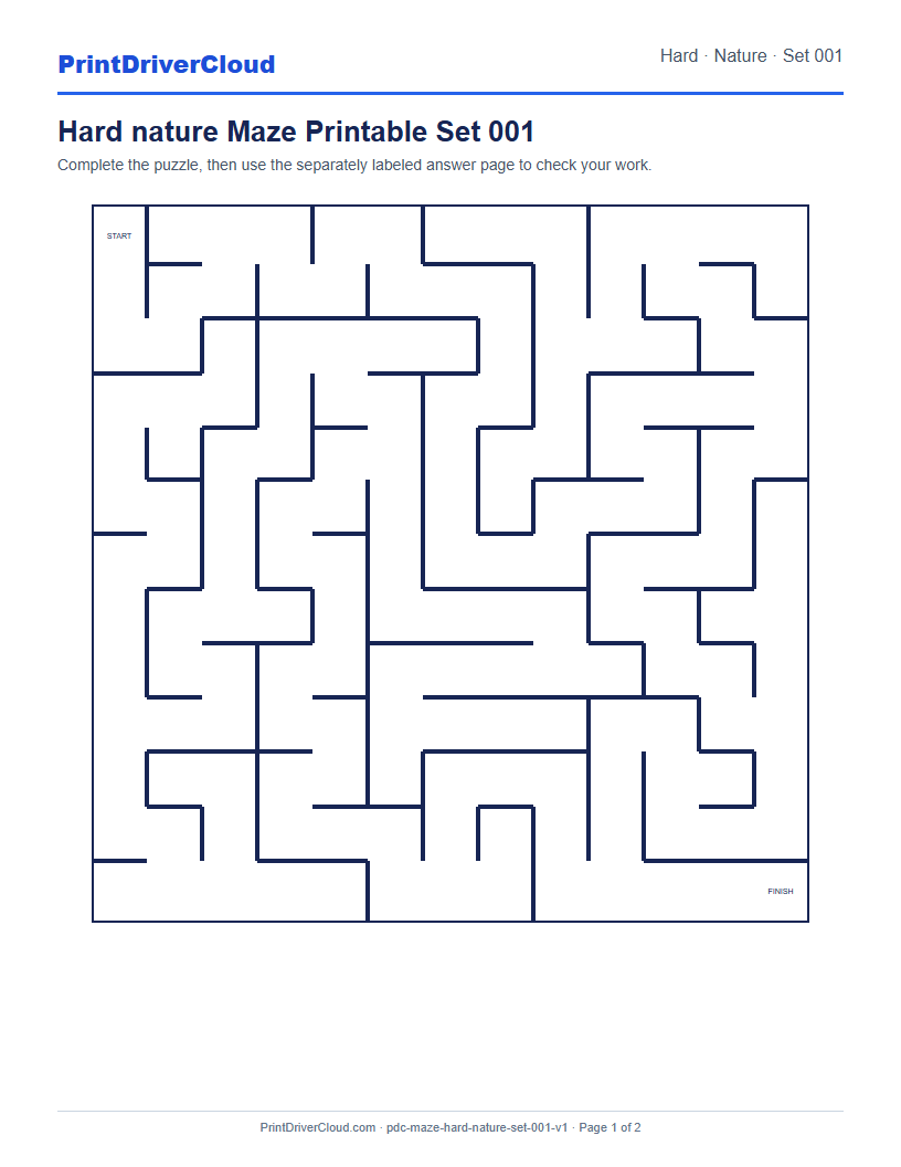 Preview of Hard nature Maze Printable Set 001