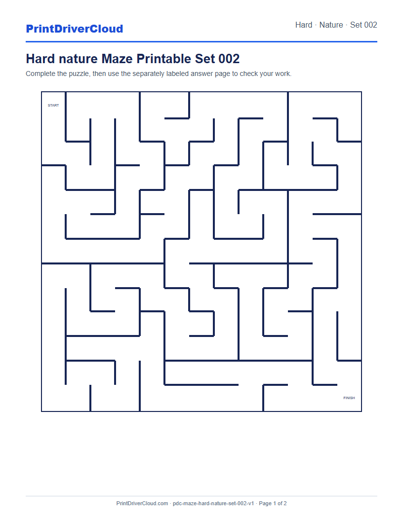 Preview of Hard nature Maze Printable Set 002