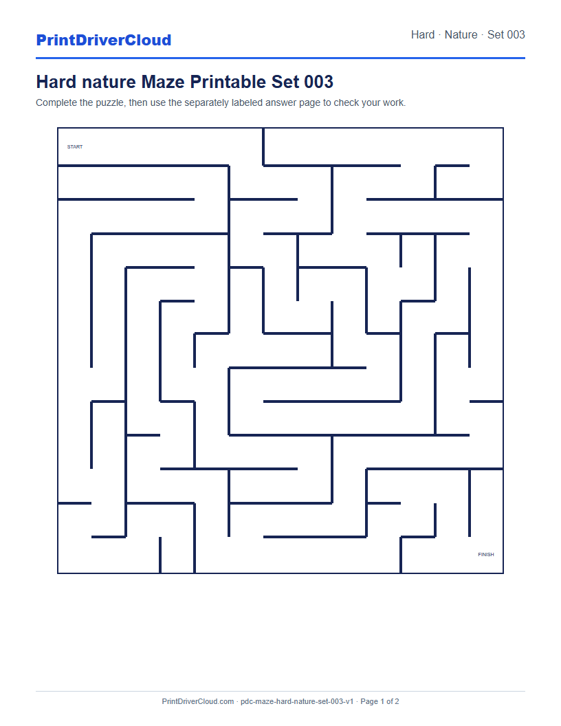Preview of Hard nature Maze Printable Set 003