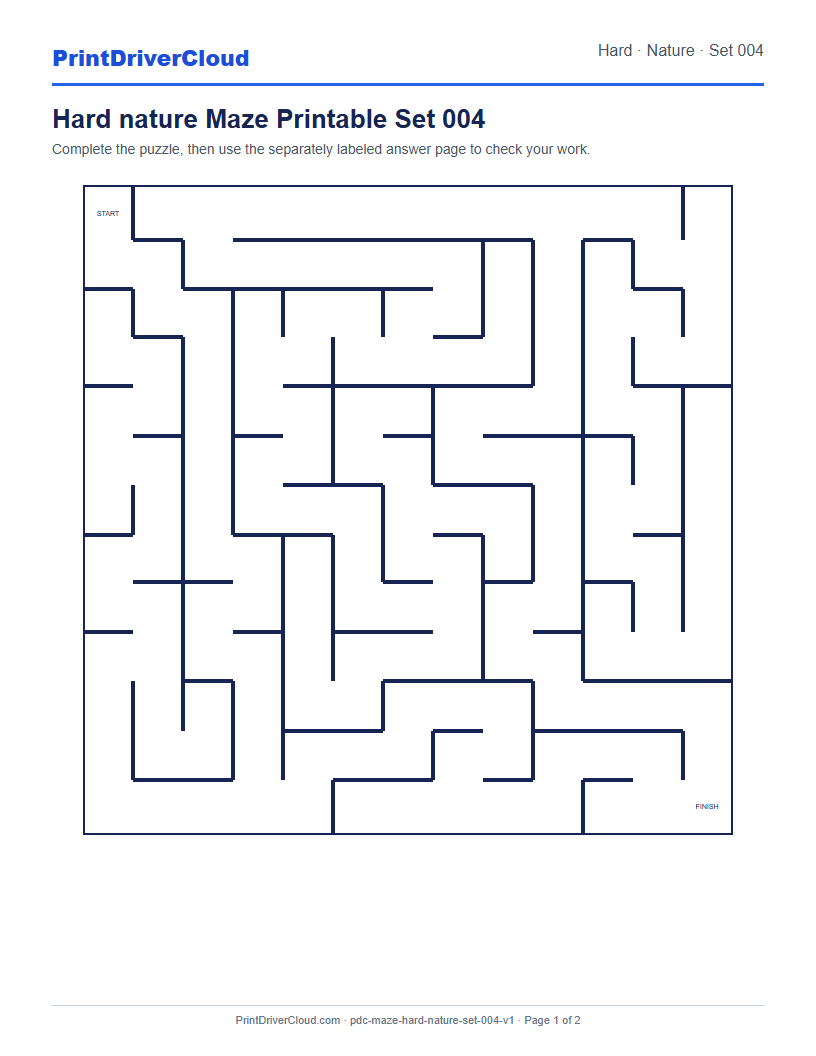 Preview of Hard nature Maze Printable Set 004