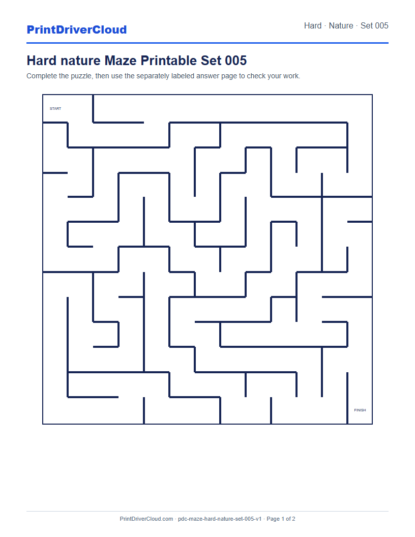 Preview of Hard nature Maze Printable Set 005