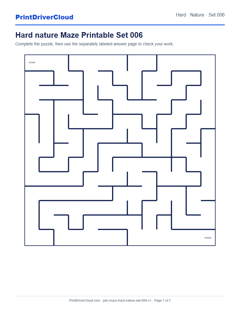Preview of Hard nature Maze Printable Set 006