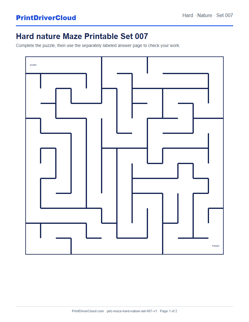 Preview of Hard nature Maze Printable Set 007