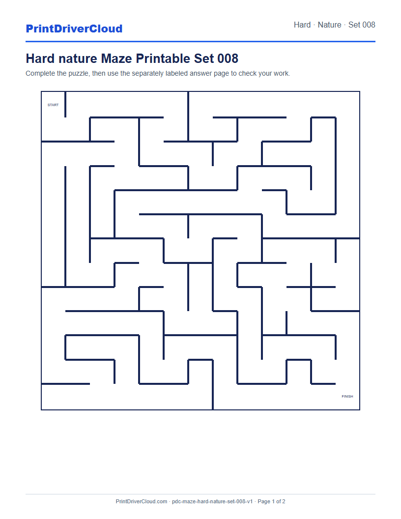 Preview of Hard nature Maze Printable Set 008