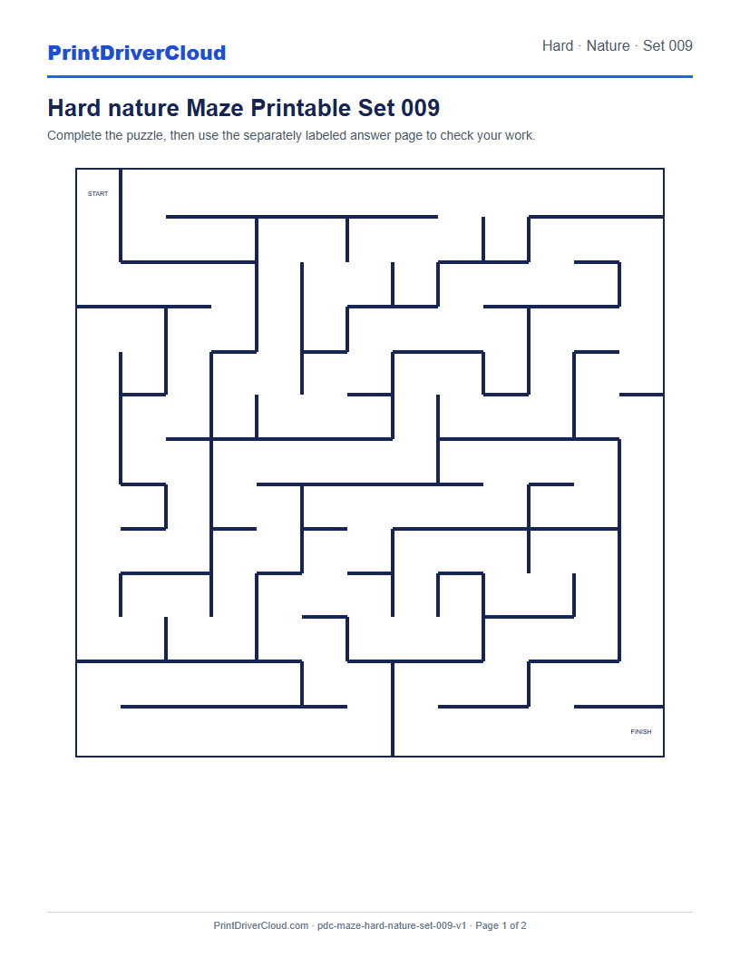 Preview of Hard nature Maze Printable Set 009