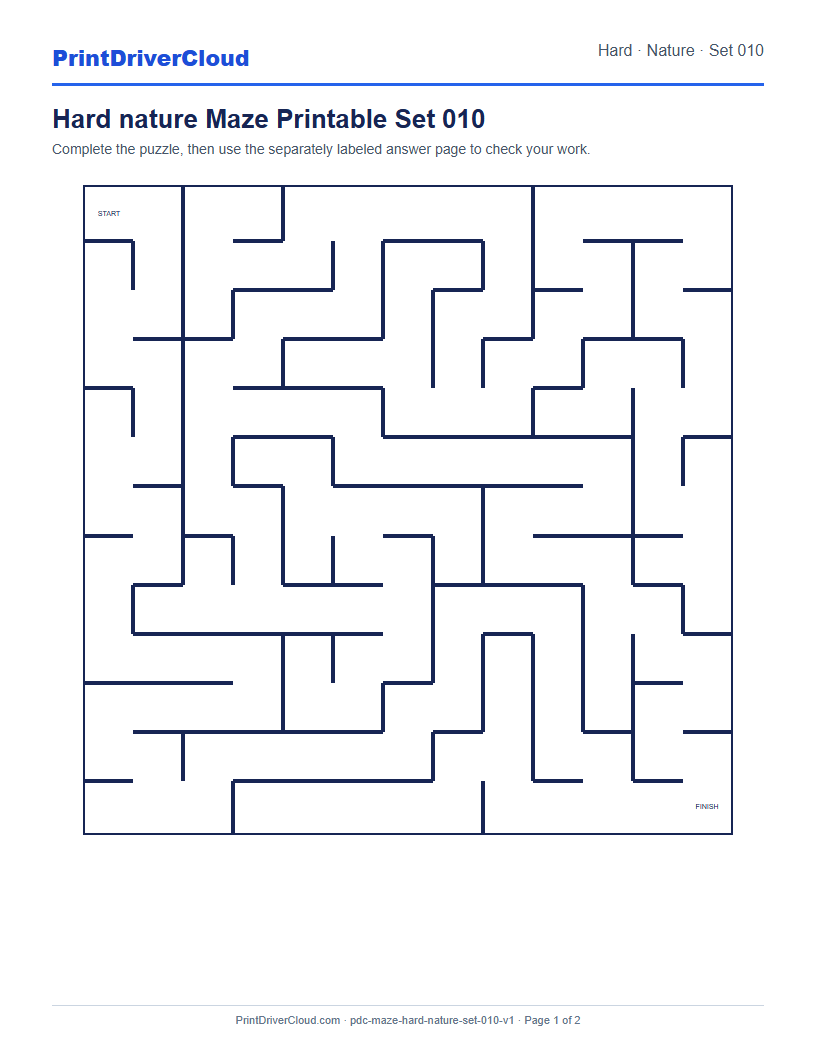 Preview of Hard nature Maze Printable Set 010