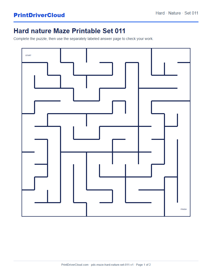 Preview of Hard nature Maze Printable Set 011
