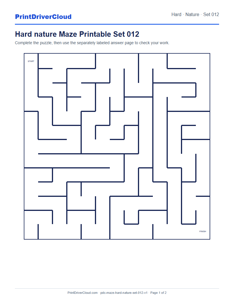 Preview of Hard nature Maze Printable Set 012