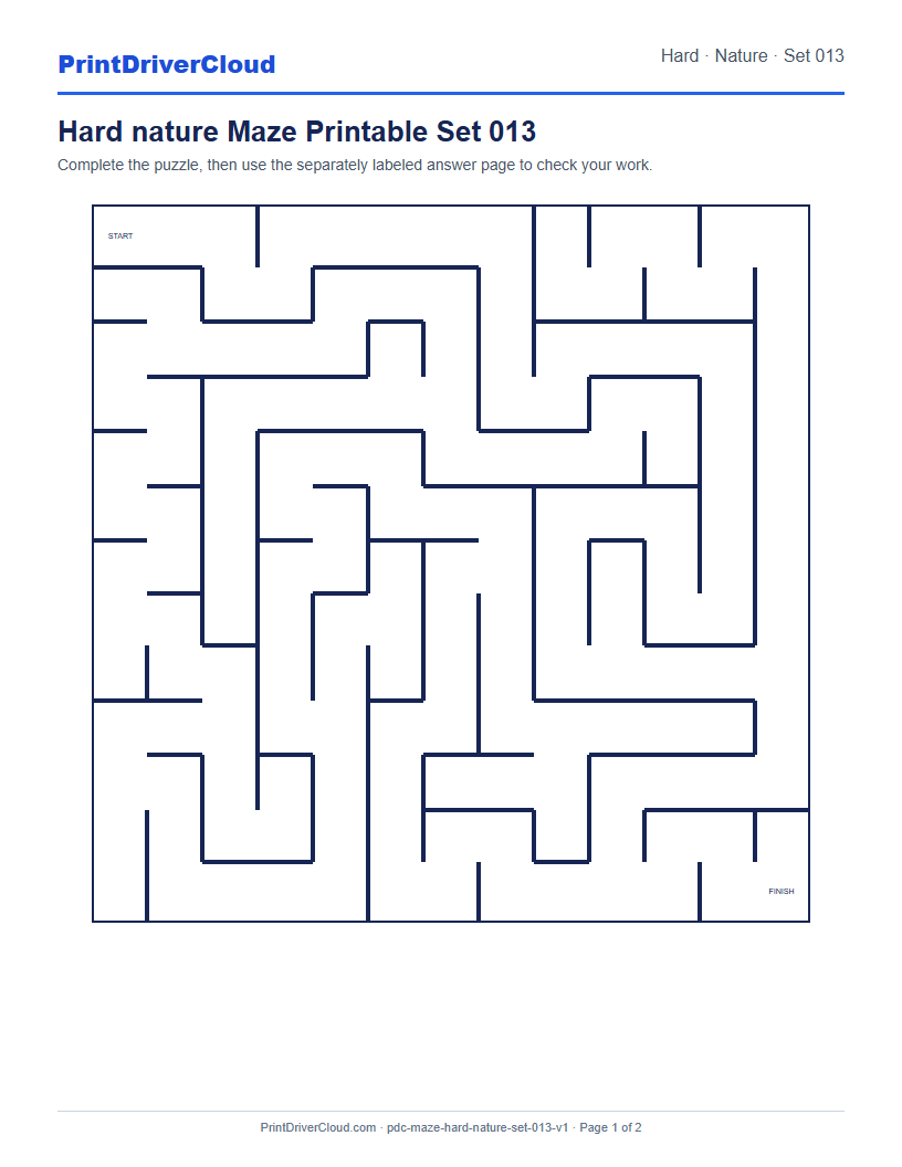 Preview of Hard nature Maze Printable Set 013