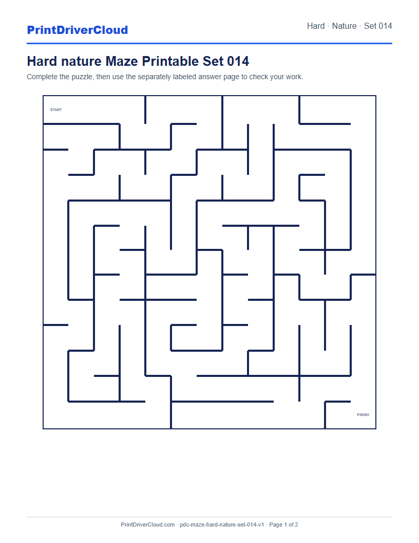 Preview of Hard nature Maze Printable Set 014