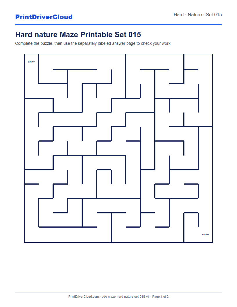 Preview of Hard nature Maze Printable Set 015