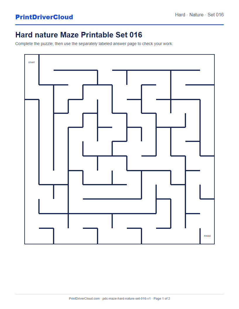 Preview of Hard nature Maze Printable Set 016