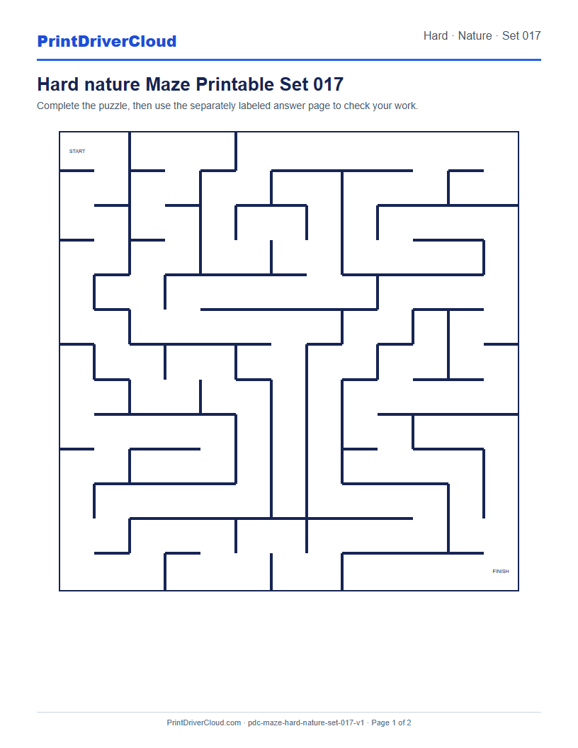 Preview of Hard nature Maze Printable Set 017