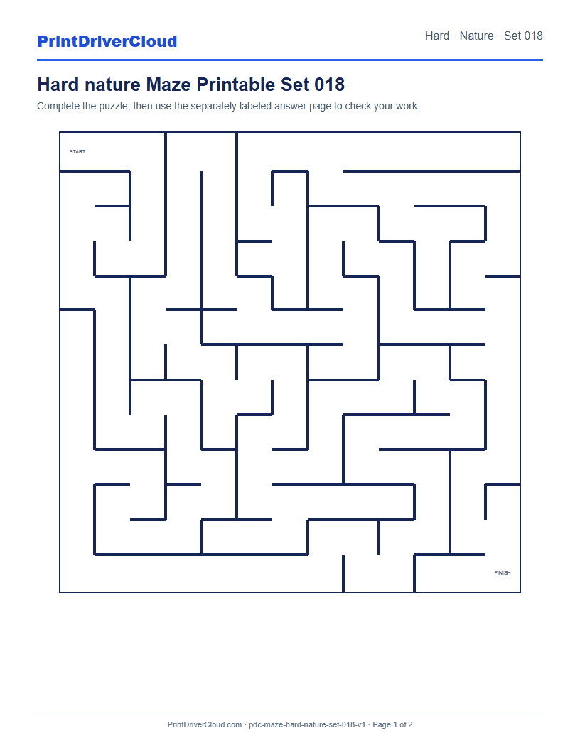 Preview of Hard nature Maze Printable Set 018