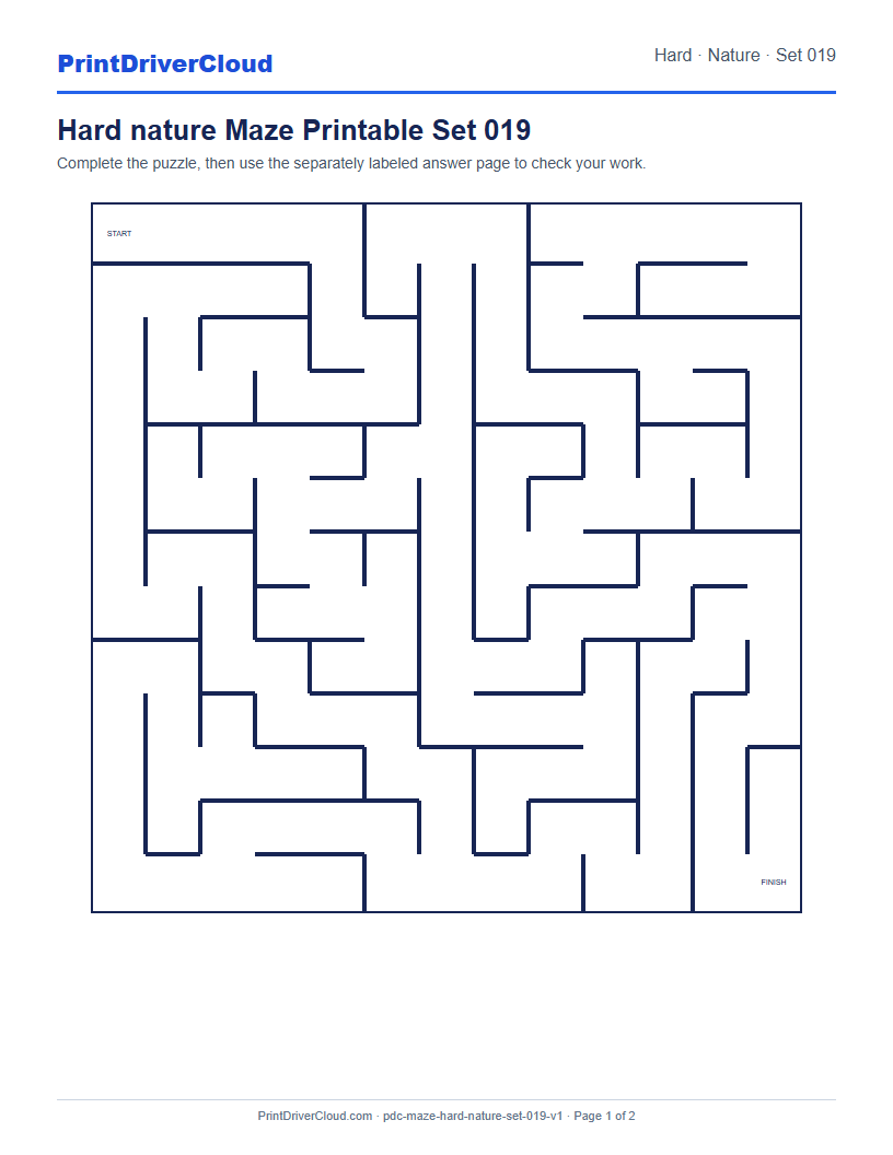 Preview of Hard nature Maze Printable Set 019