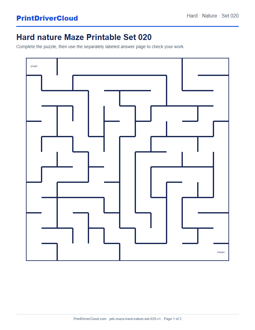 Preview of Hard nature Maze Printable Set 020