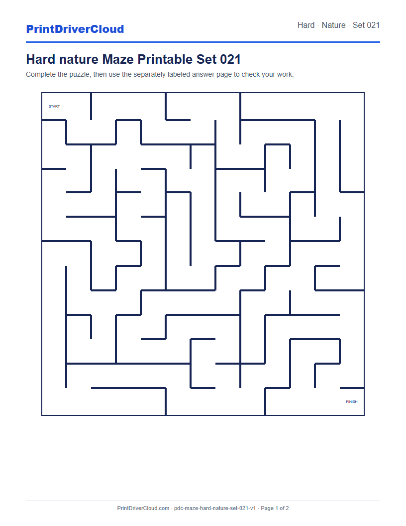 Preview of Hard nature Maze Printable Set 021