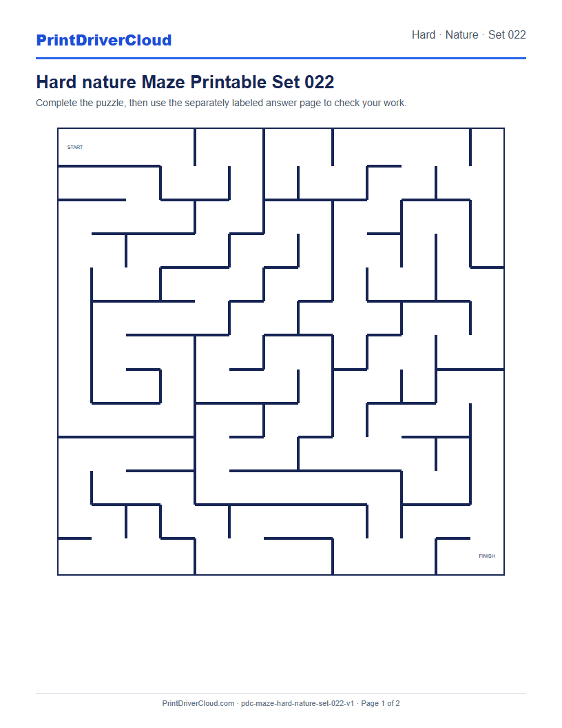 Preview of Hard nature Maze Printable Set 022