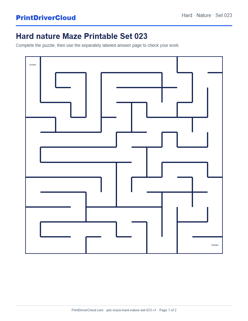 Preview of Hard nature Maze Printable Set 023