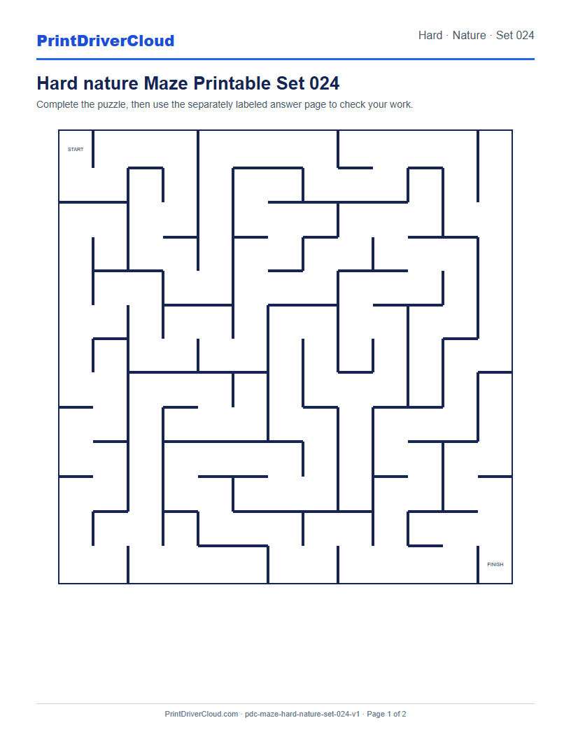 Preview of Hard nature Maze Printable Set 024