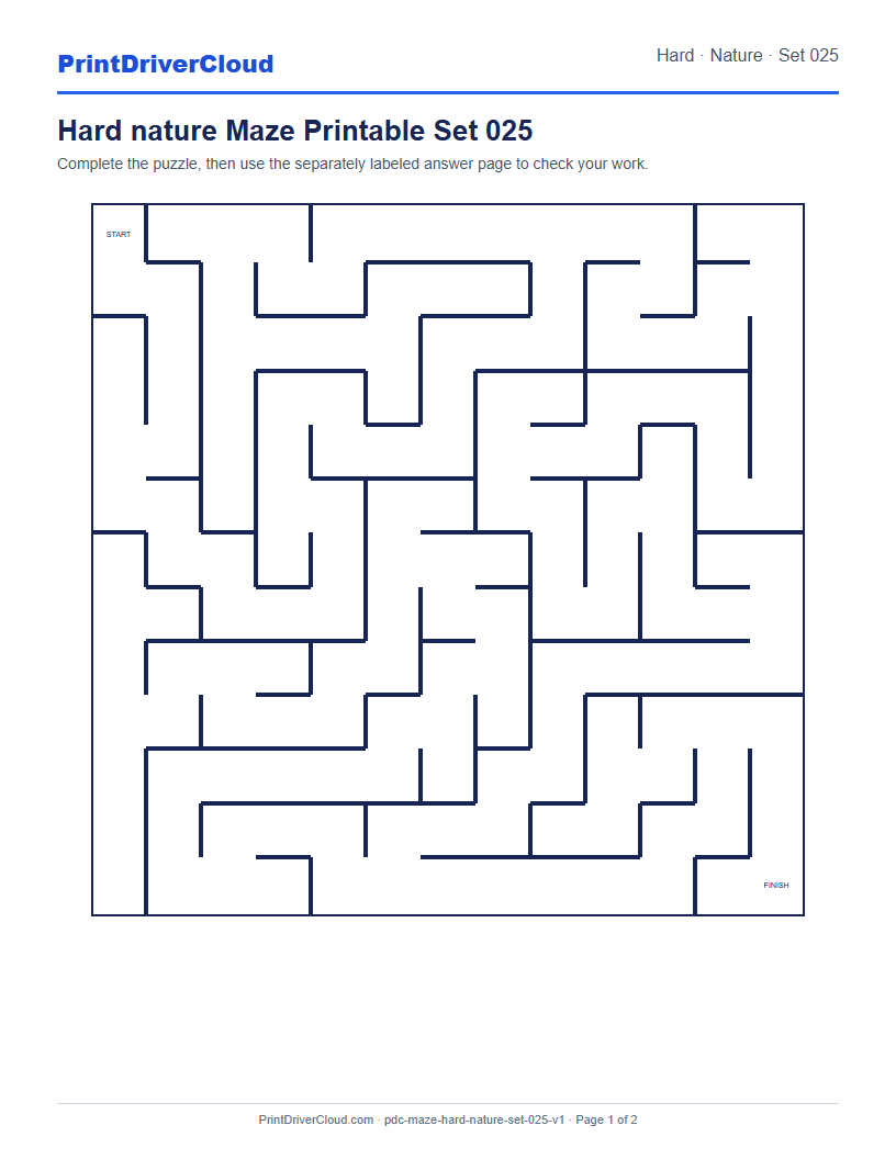 Preview of Hard nature Maze Printable Set 025