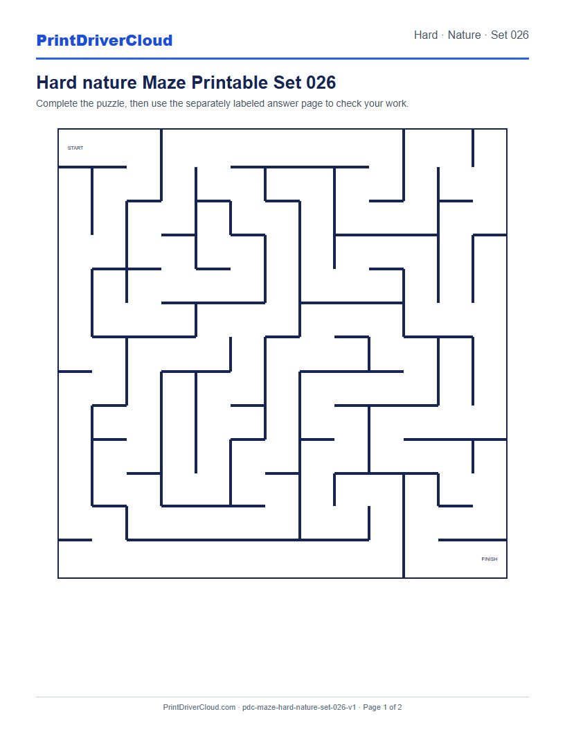 Preview of Hard nature Maze Printable Set 026