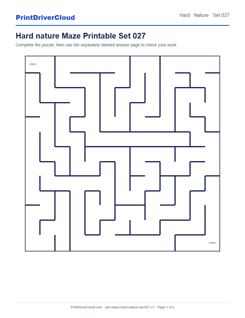 Preview of Hard nature Maze Printable Set 027