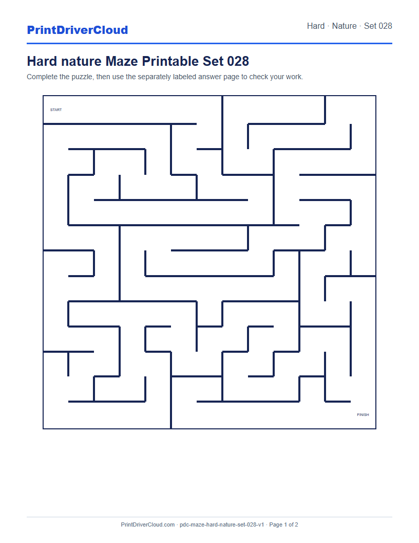 Preview of Hard nature Maze Printable Set 028