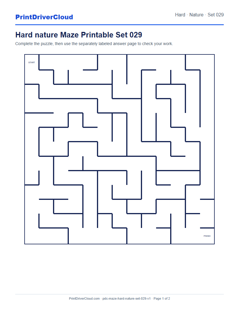 Preview of Hard nature Maze Printable Set 029
