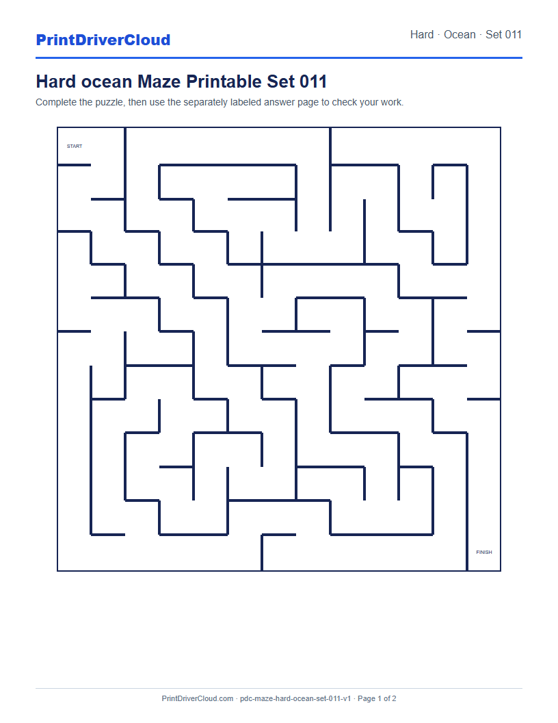 Preview of Hard ocean Maze Printable Set 011