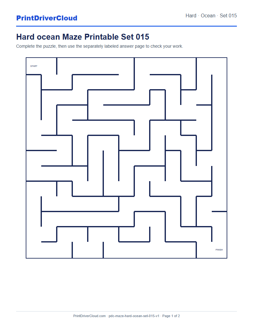 Preview of Hard ocean Maze Printable Set 015
