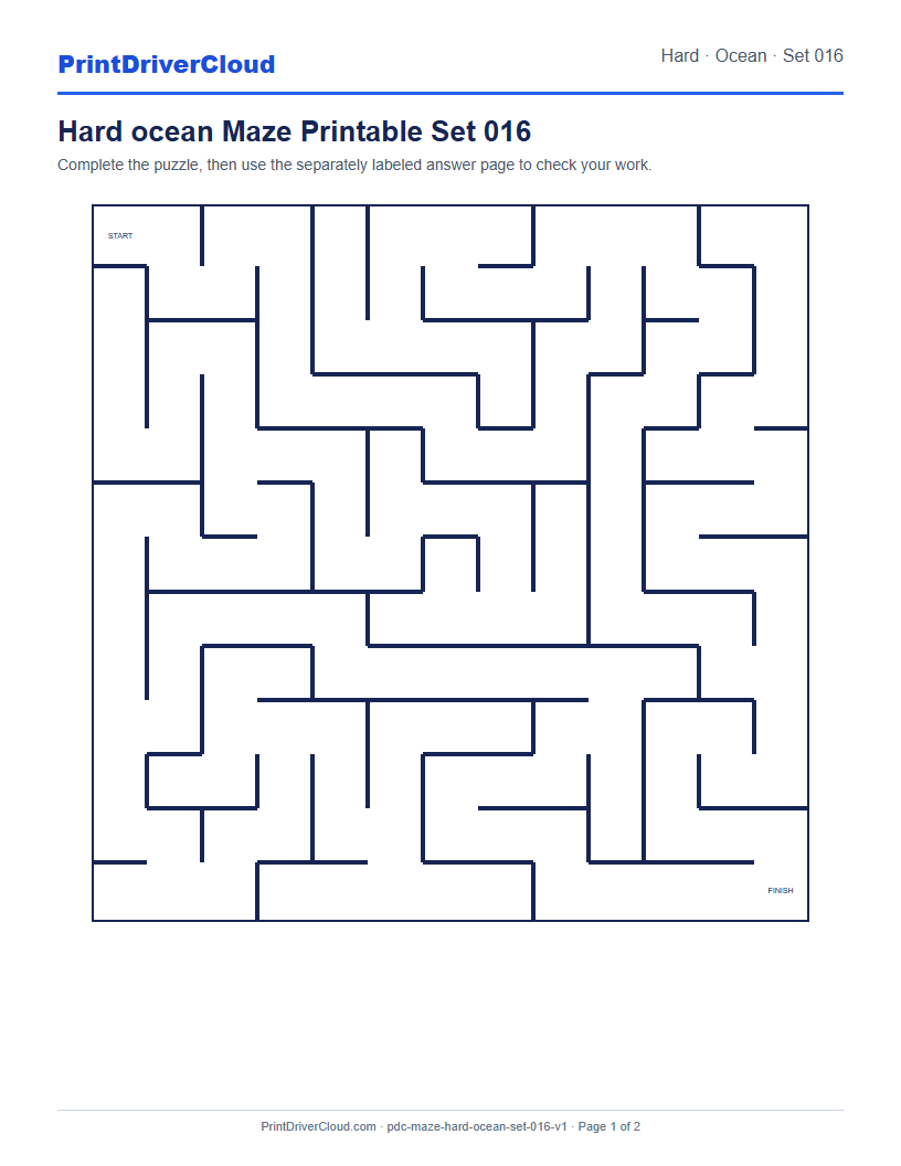 Preview of Hard ocean Maze Printable Set 016