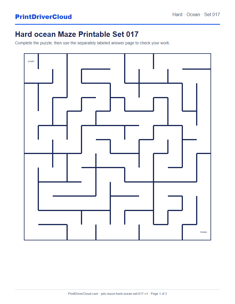 Preview of Hard ocean Maze Printable Set 017
