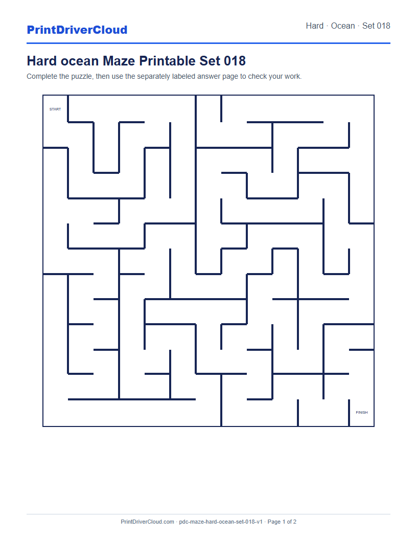 Preview of Hard ocean Maze Printable Set 018