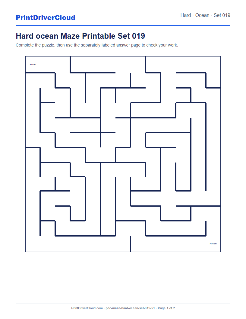 Preview of Hard ocean Maze Printable Set 019